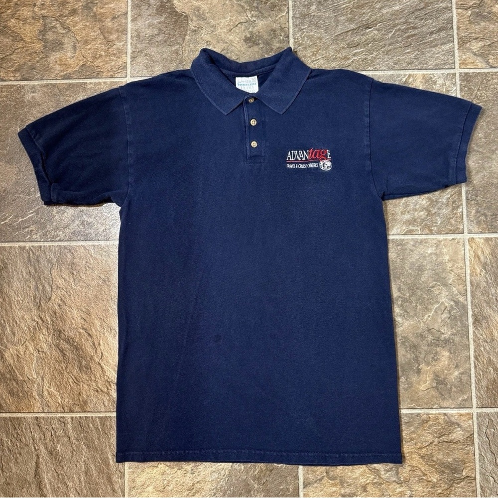 Vintage Advantage Travel & Cruise Centre Polo Shirt  Gildan Navy Blue Sz M